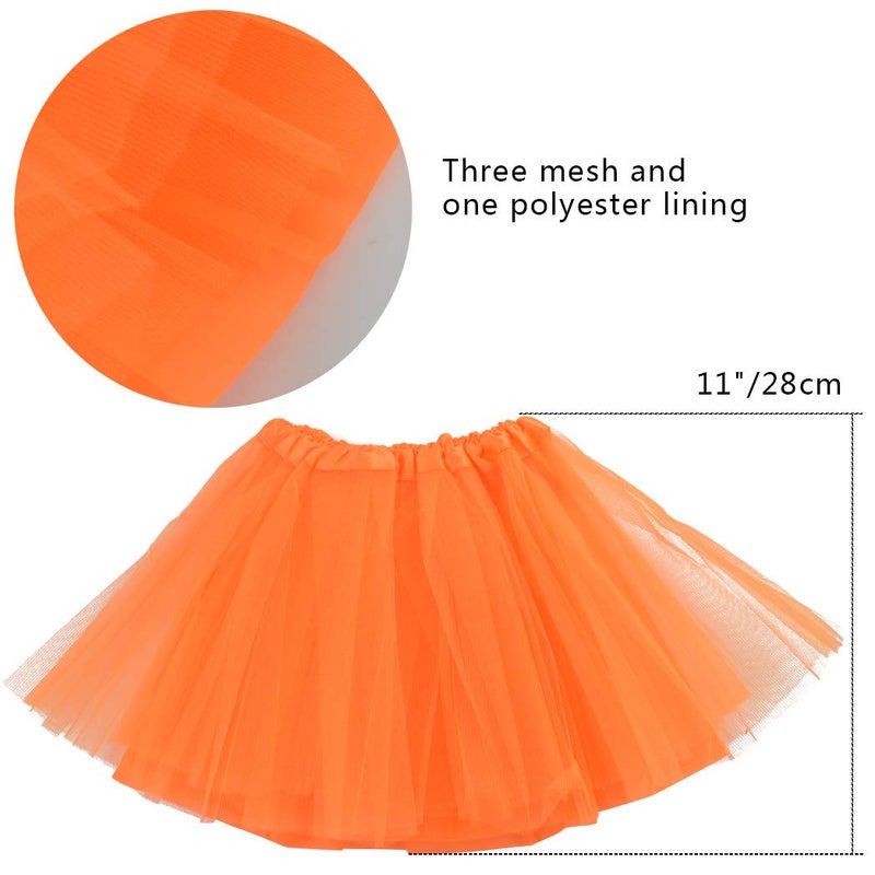 Miayon 1980s Fancy Outfits Dress Costume Accessories for Girl Kids Halloween Orange - Image 2